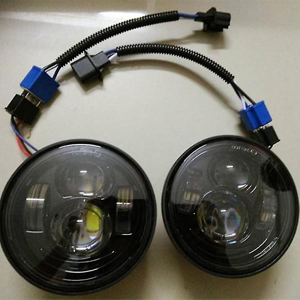 4,5" Twin Dual Led Strålkastare För Motorcykel Fat Bob Fxdf "08-later Motorcykel Projektor Pannlampa Dubbel Dubbel Lampa With DRL Chrome2 H11