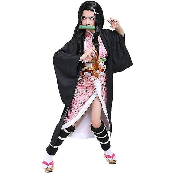 Anime Demon Slayer Cosplay Kostym Set Barn Vuxen Tanjirou Nezuko Dräkt Kamado Nezuko 150