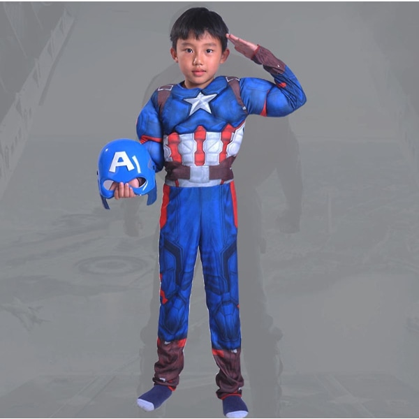 Kids Captain America Muscle Costume 7-8 Years