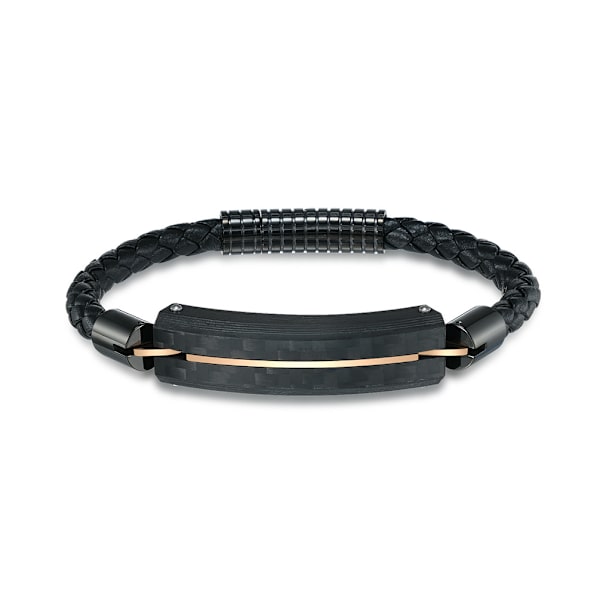 Fabrik Direkt Försörjning Läder Rep Solid Carbon Fiber Armband Lettering Minnesgåva Titan Stål Armband Läder Rep Armband Black Gold