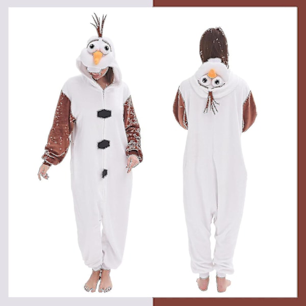 Gonaap Unisex Vuxen Onesie Pyjamas Djur En Del Kostym Cosplay Nattkläder Olaf 95cm