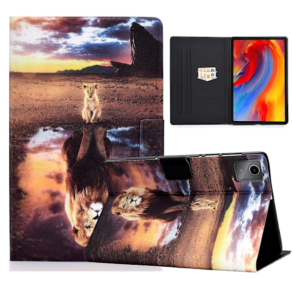 Fodral i läder med kortfack till Lenovo Tab M11/ Xiaoxin Pad 11 2024 Lion and Leopard