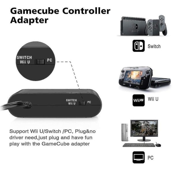Kontrolladapter. Super Smash Bros For Switch Game-cube Adapter För Wii U, Pc. Stöd för turbo och vibrationsfunktioner Ft