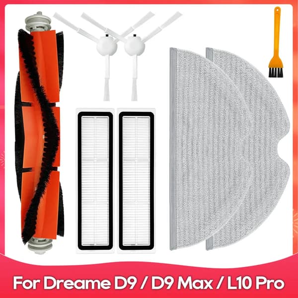 Passer for (Dreame D9, D9 Max, L10 Pro, Trouver LDS Finder) Rulle Sidebørste Mopp Vanntank Filter Støvboks Tilbehørsdel