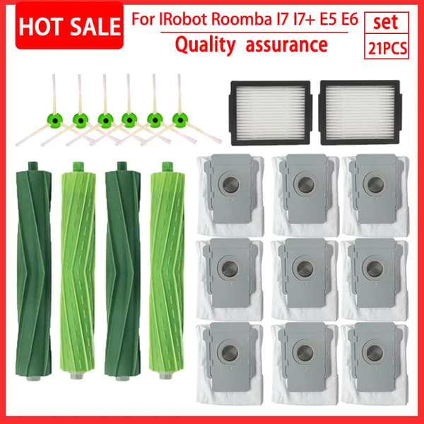 For iRobot Roomba i7 i7 i6 i8 i3 Plus E5 E7 E&I-serien Hepa-filter sidebørste hovedbørste støvsuger erstatningstilbehør