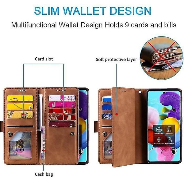 Samsung Galaxy A40 Läderfodral PU Läder Kortplatser Funktion Gratis Stativ 2 Stycken Ver X Skärmskydd