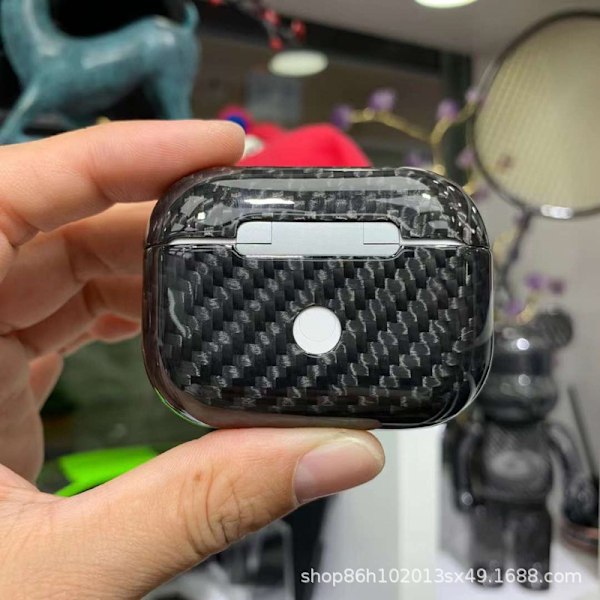 Lämplig För Kolfiber Airpods Pro2 Skyddsöverdrag Apple Bluetooth Headset Laddningsfall Skyddande Case Airpods Forging Pattern [Bright Black]] AirPods Pro2