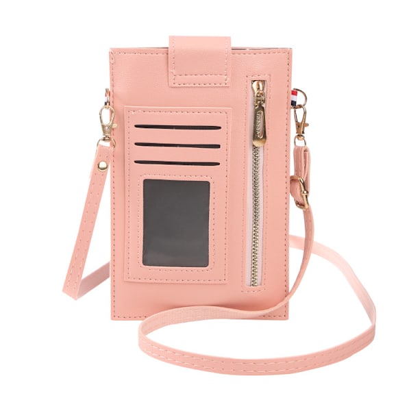 Korean Style Ny Damer Pung Solid Färg Vertikal Högskola Student Mobiltelefon Väska Tunn Nicka Axelpåse Mini Axel Väskan Pink