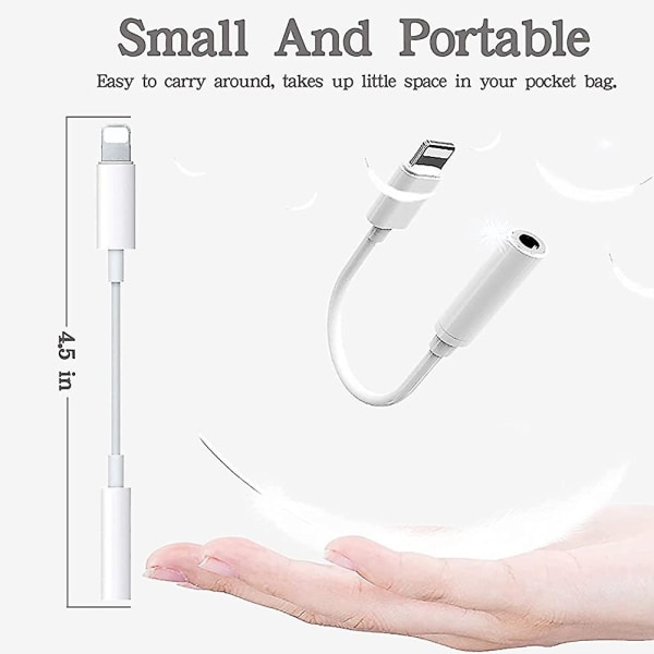 Hörlursadapter för iPhone-adapter till 3,5 mm jack aux-ljudhörlursomvandlare present