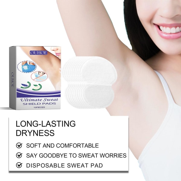 Armhålesvettlappar, Ultimate Sweat Shield Pads, Armhålesvettlappar för kvinnor och män, Engångsarmhåleskydd för kläder som svettas Unflavore 10pcs