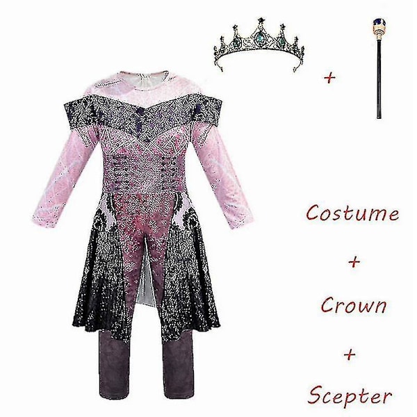 Audrey Kostym Flickan Fantasia Halloween Kostym För Barn Maskerad Fest Kvinnor Overall Evie Mal Cosplay Kostym 11T Audrey 3pcs