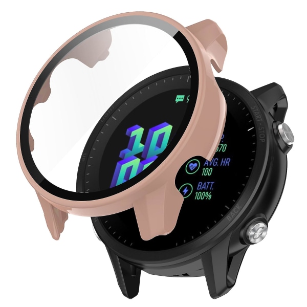 Garmin Forerunner 955 Full Protection Hard Pc Watch Case Cover Med Härdat Glasskydd Sakura Pink