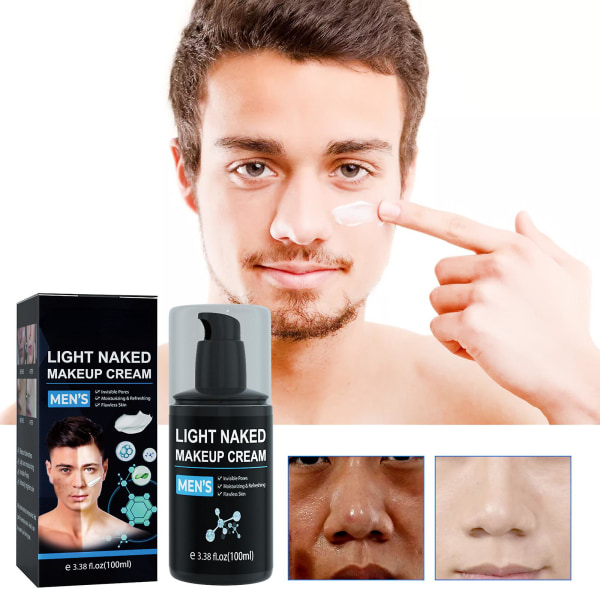 Mäns lätt naken makeup-kräm, hudkräm naturlig concealer akne tryck uppljusande hud lat hudmask fuktgivande kräm 2pcs