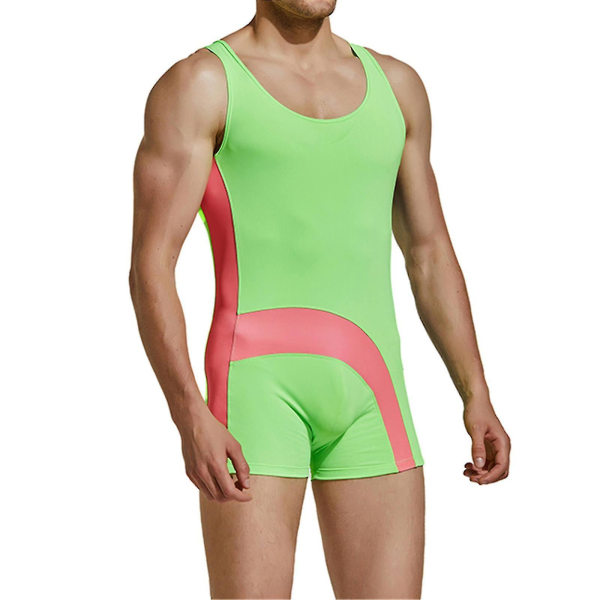 Herrkläder utomhus sport fritid sexig elastisk one-piece färgmatchning snab torkande badkläder Xinmu Green M