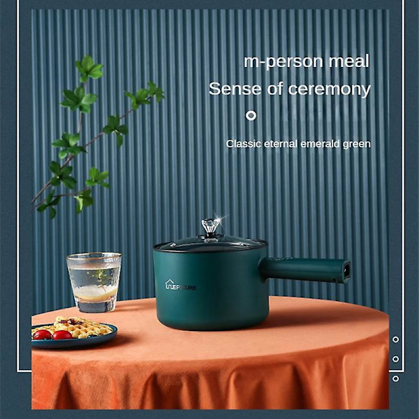 Multifunktions elektrisk matlagningsmaskin 1,8l elektrisk Hot Pot Soppa Gröt Matlagningsmaskin Non-stick 220V Green Manual EU