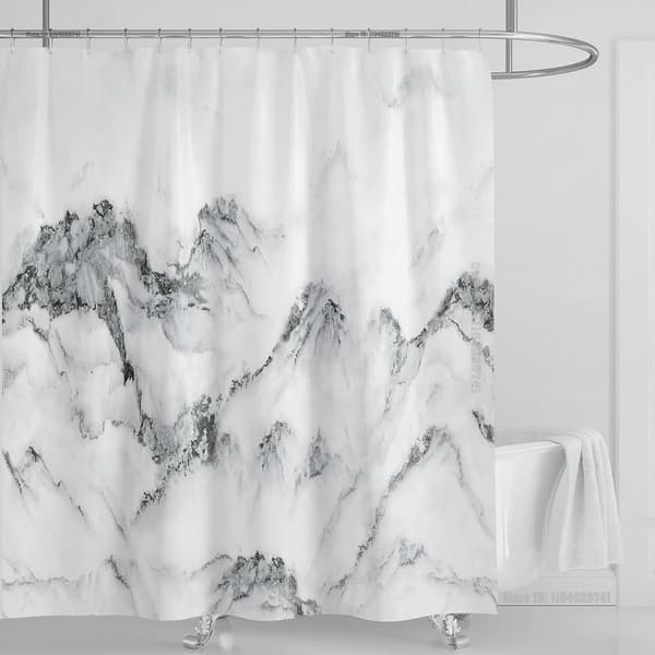 Marmor Vattentätt Duschdraperi med Krokar, Tryckt Tvättbart Duschdraperi, Heminredning, B220xH180cm