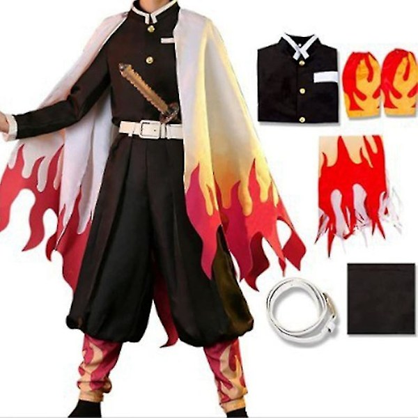 Anime Demon Slayer Cosplay Kostym Set Barn Vuxen Tanjirou Nezuko Dräkt Rengoku Kyoujurou 120