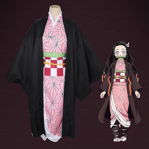 Anime Demon Slayer Cosplay Kostym Set Barn Vuxen Tanjirou Nezuko Dräkt Kamado Nezuko 120