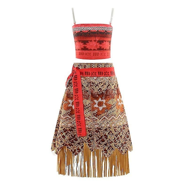 Moana Klänning Cosplay Kostym Oceania Flickor Hula Kjolförklädning Peruk Klänning Halsband only Dress 110