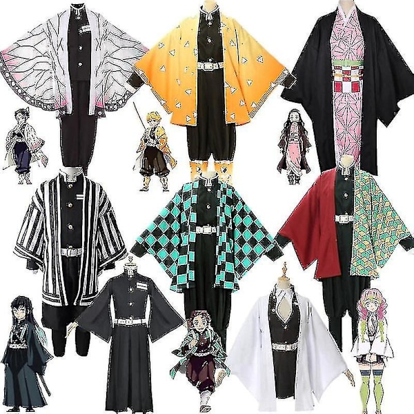 Barn Anime Demon Slayer Cosplay Kostym Set Vuxen Tanjirou Nezuko Dräkt Agatsuma Zenitsu 120