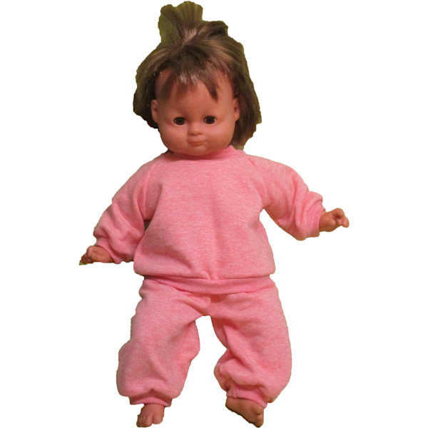 Rosa-melerad joggingdress till Lillan, dockkläder. rosa-melerad