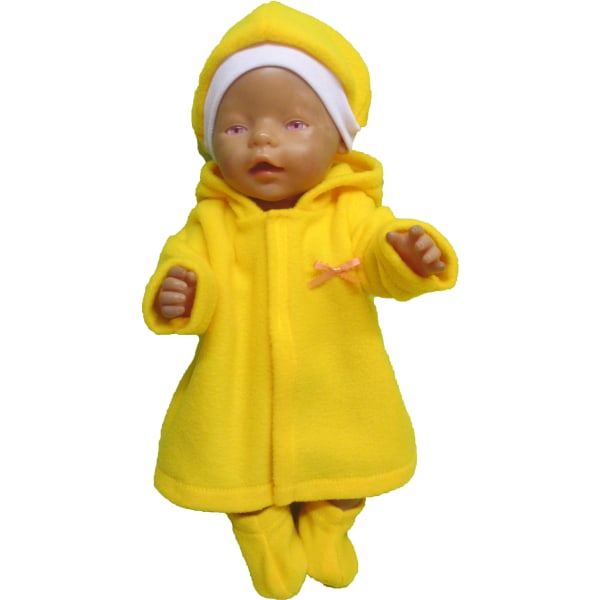 Gul fleece-Kappa till Baby Born, dockkläder. gul