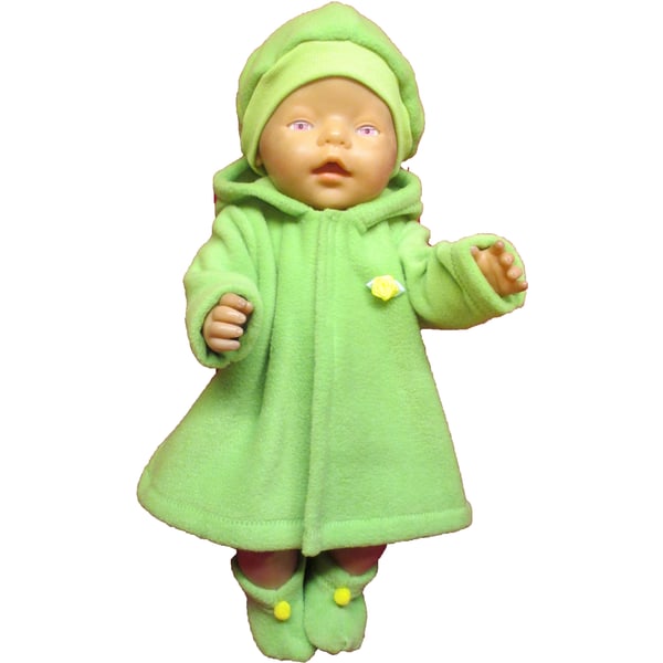 Kappa-set i limegrön fleece till Baby Born, dockkläder. limegrön