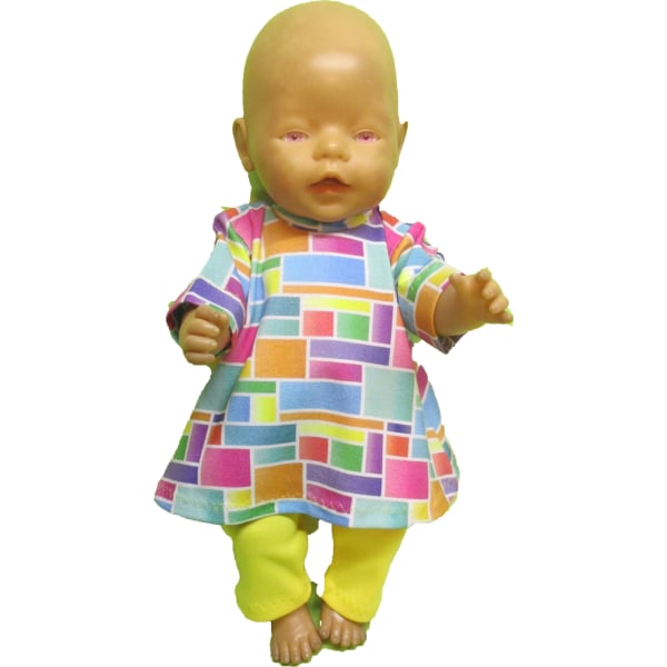 Flerfärgad/gul tunika-set till Baby Born, dockkläder