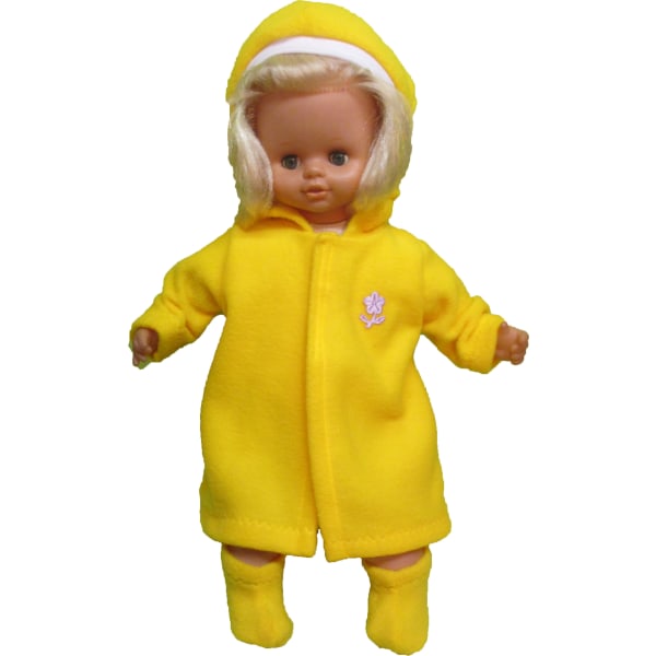 Kappa-set i gul fleece till Skrållan, dockkläder Gul/lila blomma