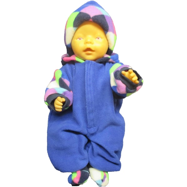 Blå/mönstrad  Fleeceoverall till Baby Born, dockkläder. flerfärgad
