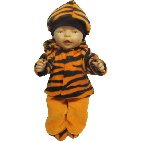 Orange-svart fleeceset  till Baby Born, dockkläder. flerfärgad