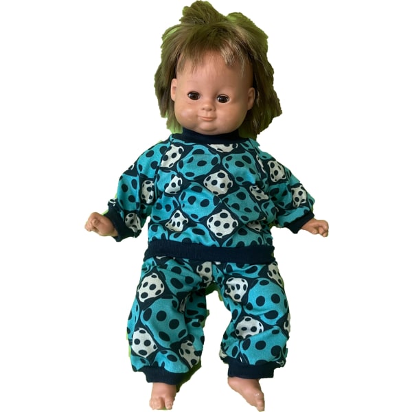 Blåmönstrad pyjamas till Lillan, dockkläder blåmönstrad