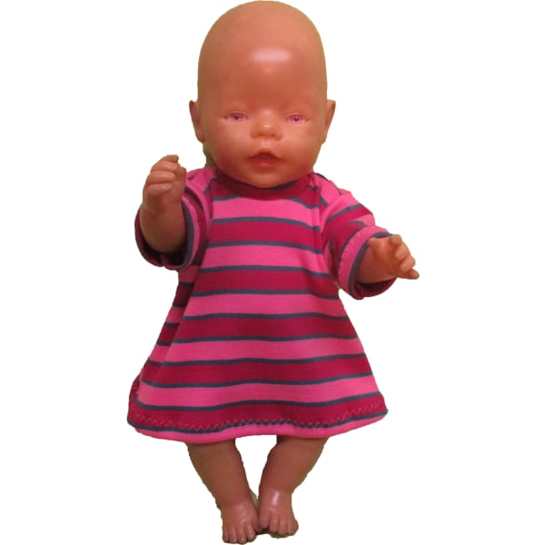 Randig trikåklänning till Baby Born, dockkläder rosarandig