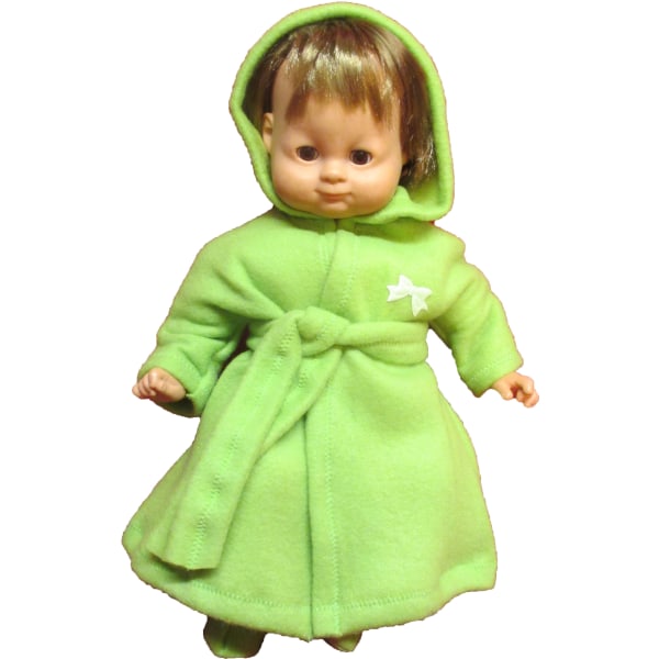 Morgonrock i limegrön fleece till Lillan,dockkläder limegrön