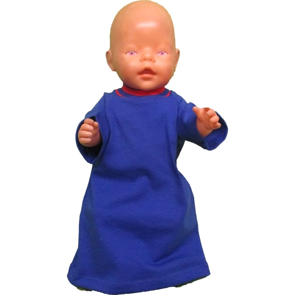 Blått trikå-nattlinne till Baby Born, dockkläder. blå