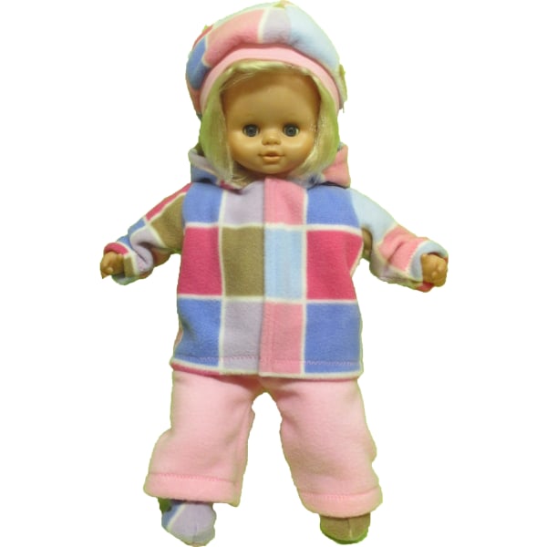 Fleeceset i härlig fleece till Skrållan, dockkläder rutig/rosa