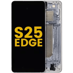 OLED-enhet med ram för Samsung Galaxy S25 Edge (renoverad) (Titanium Silver)