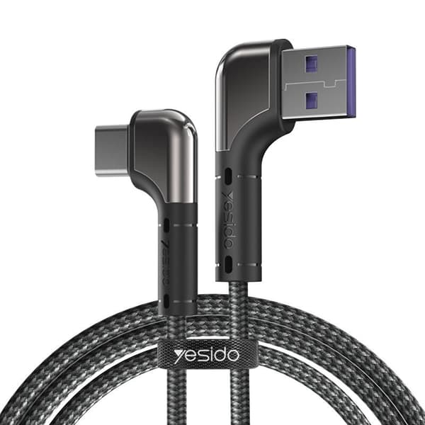 Yesido Angled USB/USB-C Cable 2m (18W) - Black