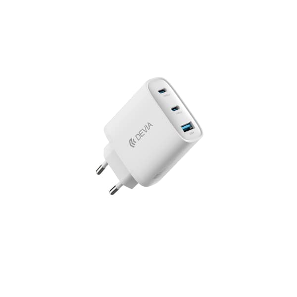 Devia väggladdare Extreme PD GaN 65W 2x USB-C 1x USB vit + kabel USB-C - USB-C laptopladdare
