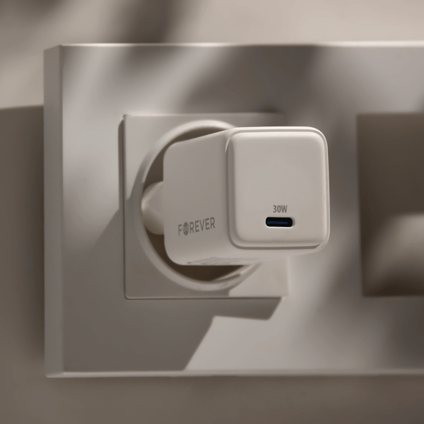 Forever TC-08-30C GaN PD laddare 1x USB-C 30W vit vit