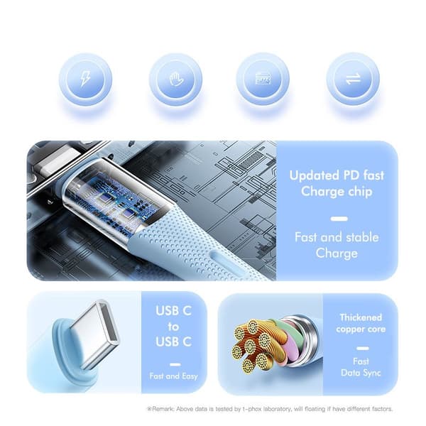 T-PHOX KABEL GENTLE USB-C/USB-C 60W SVART