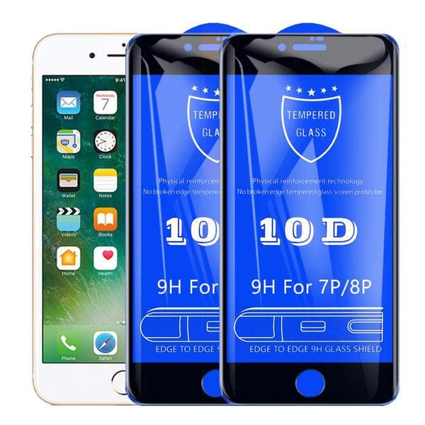 2 st härdat glas för iphone 7/8 svart Black