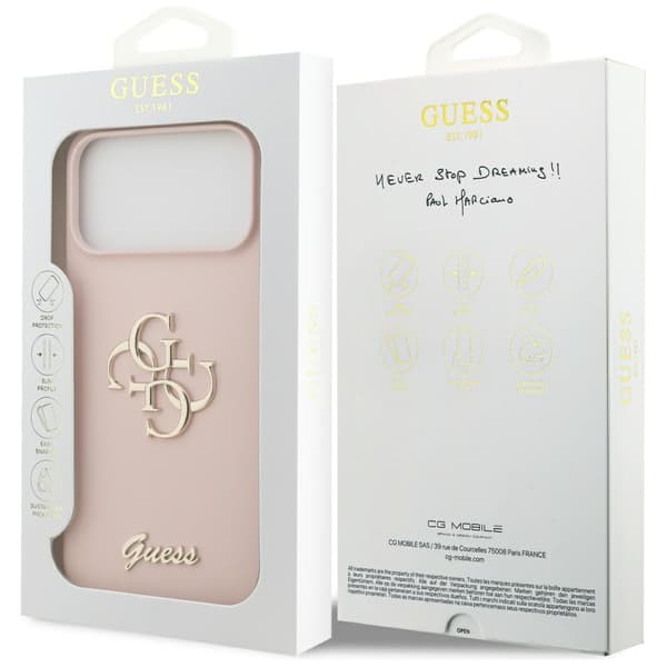 Guess Silicone Big 4G Script skal för iPhone 17 Pro Max rosa