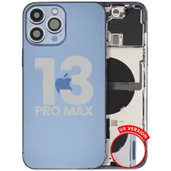 Baksida med smådelar för iPhone 13 Pro Max (amerikansk version) (begagnad OEM-dragning: klass A) (Sierra Blue) blå