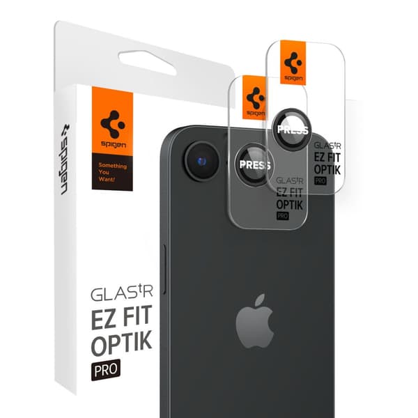 Spigen Optik Pro Glas tR \"EZ Fit\" Kameraskydd 2-pack för iPhone 16E svart