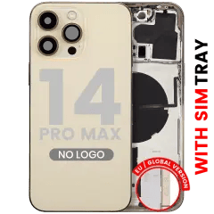 Baksida med smådelar för iPhone 14 Pro Max (EU / Global version) (Eftermarknad Plus) (Guld) guld