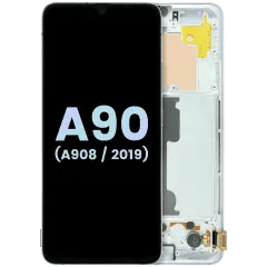 OLED-enhet med ram för Samsung Galaxy A90 5G (A908 / 2019) (Service Pack) (vit) vit