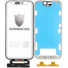 4 i 1 kort flex (digitizer touch med glas + OCA + ram förmonterad) för iPhone 15 Pro (OCA Master)