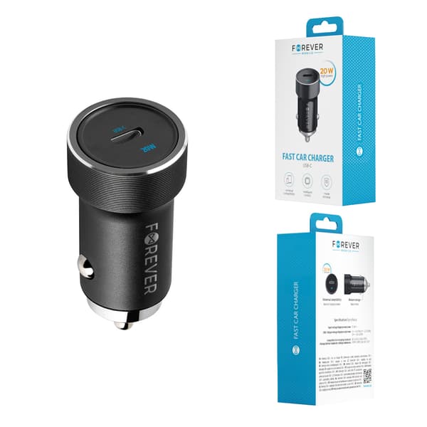 Forever CC-06 PD QC billaddare 1x USB-C 20W svart