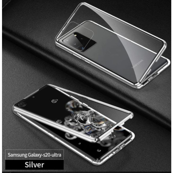 Dubbelsidigt glas magnetisk metall för Samsung S20 silver